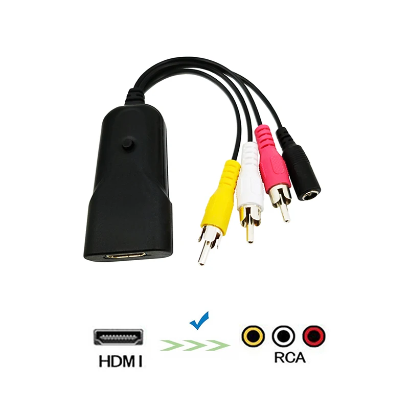 Преобразователь HDMI в RCA Mini HDMI2AV видеопреобразователь с поддержкой 1080P RCA/AV/CVBS