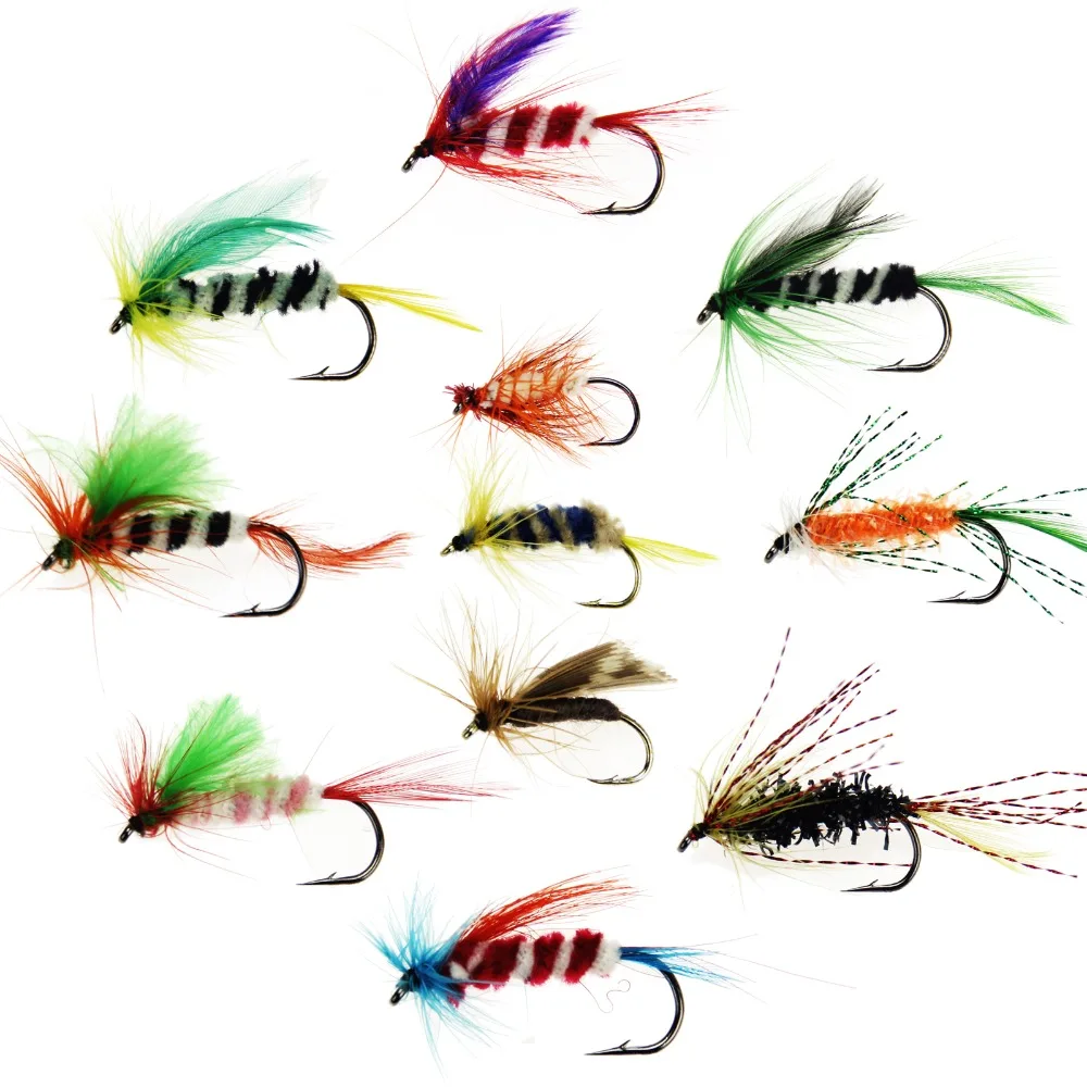 Fly Fishing Flies Trout Fly Assortment Artificial Bait with Hook Wet
