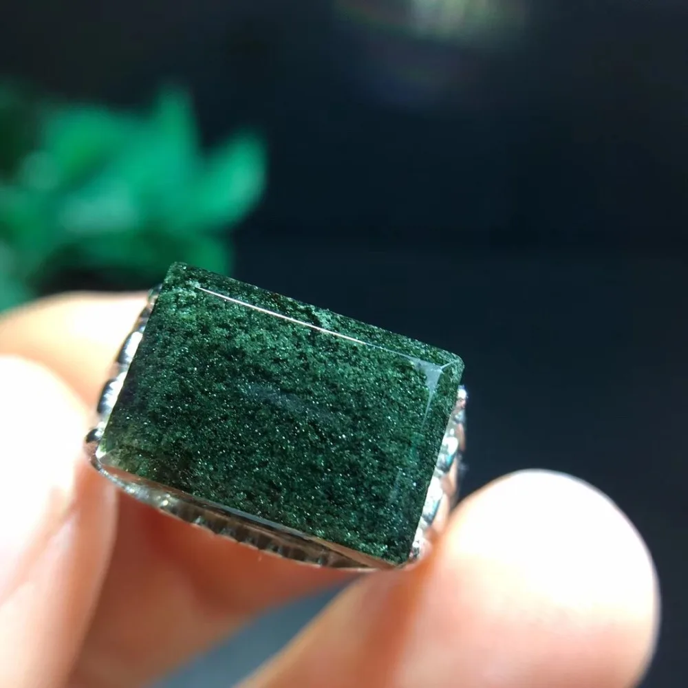 

Adjustable Ring Natural Green Phantom Quartz Crystal Woman Man Love Gift 15.1x10.5mm Clear Bead Lucky AAAAA Fashion Ring Jewelry
