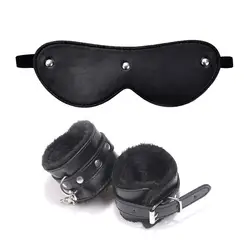 Эротическая кожа SM бондаж Сексуальная повязка на глаза с наручниками с завязанными глазами бдсм вечерние женские маскарадные маски для