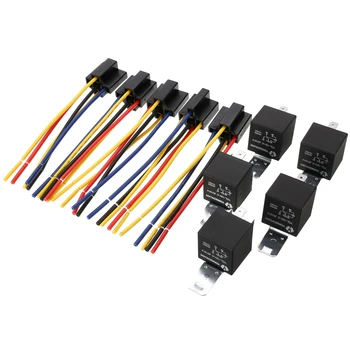 

5 Set 12V 12 Volt DC 40A AMP Waterproof Automotive Relay with Relay Socket SPDT 5 Pin 5 Wire for Car Truck