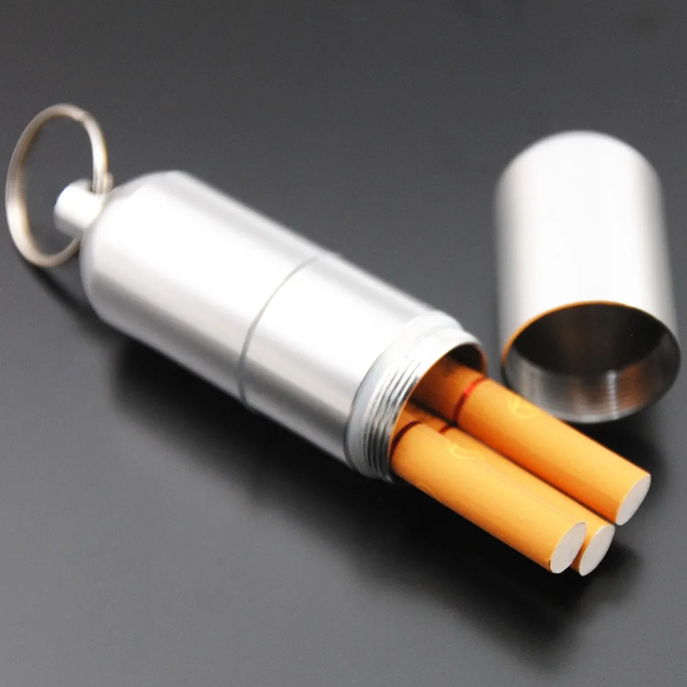 

Portable Mini Cigarette Case Aluminum alloy Cigarette Moisture-proof With Keychain Organizer For Cigarette Container For Tablets