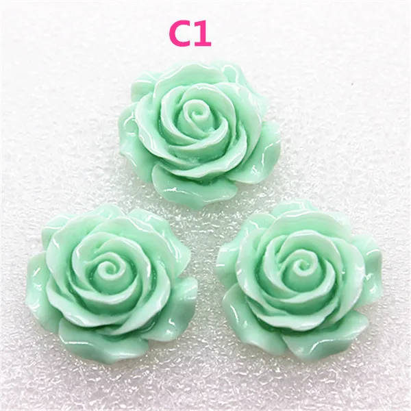 10pcs 28mm Resin Camellia Flower Flatback Cabochon DIY Scrapbooking Decorative Craft Making,15 Colors to Choose 