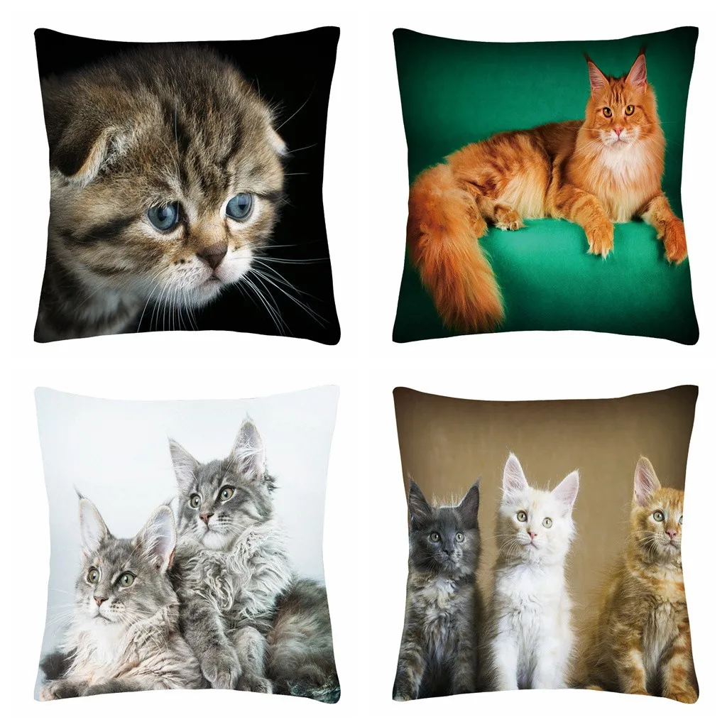 

Gajjar Animal Cushion Cover Cat Print Pillow Case Polyester 45x45 Throw Pillow Cover Decoration For Home Office Bedroom dropship