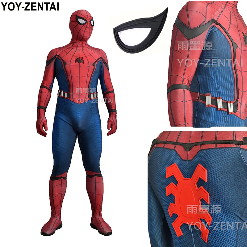 

YOY-ZENTAI High Quality New Homecoming Spiderman Costume Tom Spiderman Suit 3D Print 3D Logo Homecoming Fullbody Suit 2017 Suit