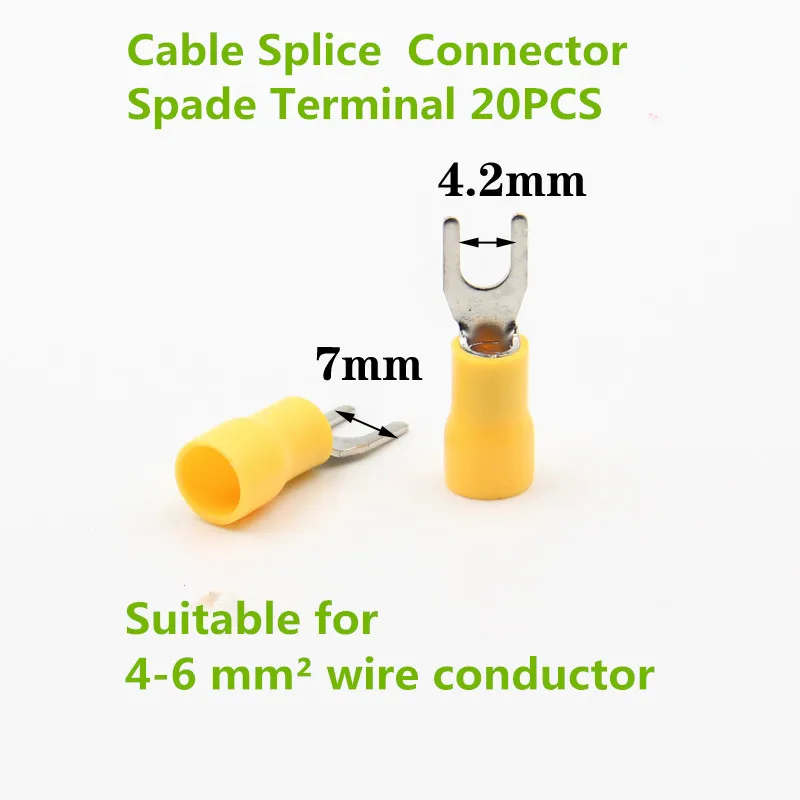 

20PCS YT1082 Copper Cable Splice Connector Spade Terminal Wiring Terminal SV5.5-6 Suitable For 4-6 mm2 Wire Conductor