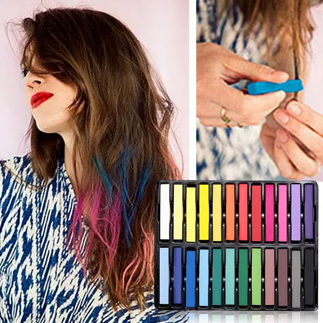 Beauty 24 Pcs Convenient Temporary Super Hair Dye Colorful Chalk ... Beauty 24 Pcs Convenient Temporary Super Hair Dye Colorful Chalk ...
