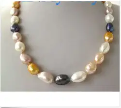 Великолепные 11-12 мм БАРОККО Южное море многоцветная Жемчужное ожерелье 18 дюймов 925 серебро