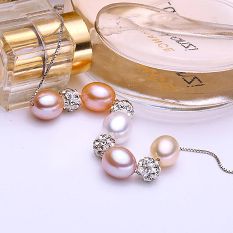 ASHIQI Настоящее 925 пробы серебряный кулон ожерелье натуральный пресноводный жемчуг для женщин ювелирные изделия подарки