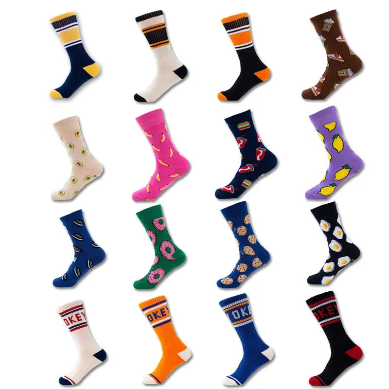 

SP&CITY Male Food Patterned Unisex Happy Socks Sporty Hipster Hip Hop Fashion Crew Harajuku Spring Cotton Ankle Casual Men Socks