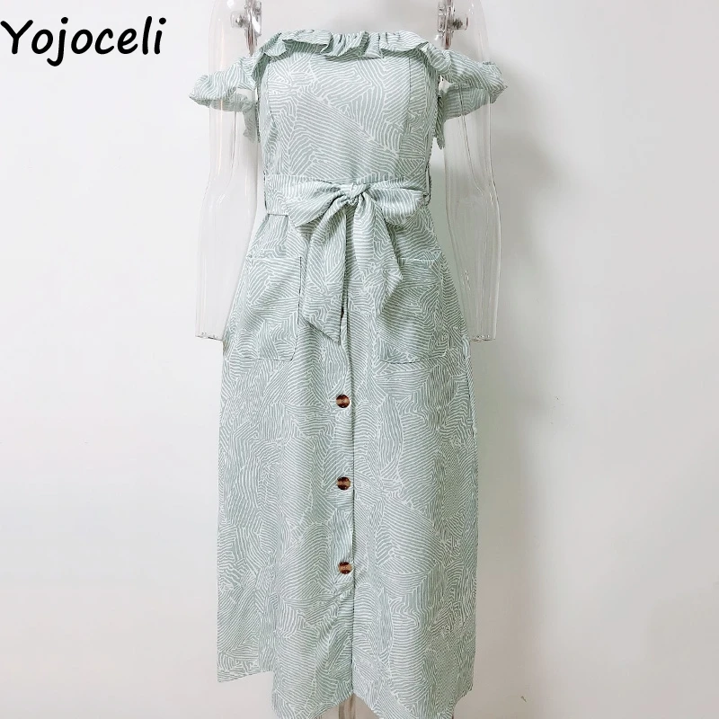 Женское длинное платье с оборками Yojoceli элегантное пляжное Бохо открытыми