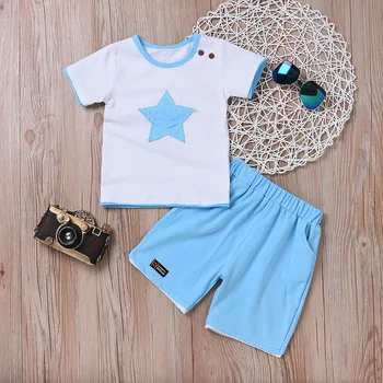 Newborn baby boys clothing set five-star t-shirt and short 2pc set