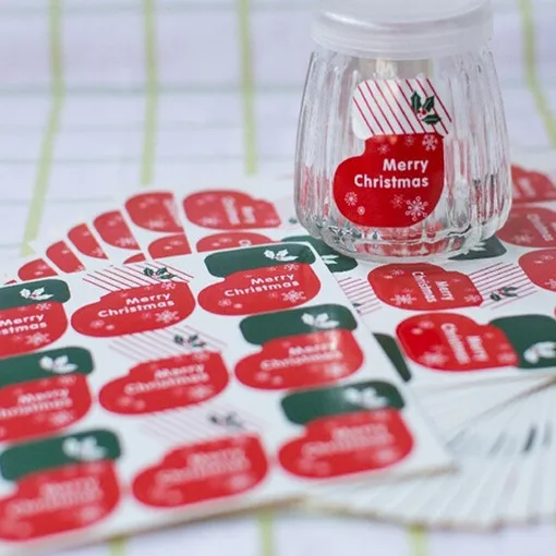 180pcs-lot New Vintage Merry Christmas Socks series Kraft seal sticker DIY note gift Labels
