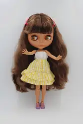 Blygirl BL35216 оранжевый прямые волосы Блит тело куклы имеет 19 суставов черная кожа, глаза могут изменить четыре цвета