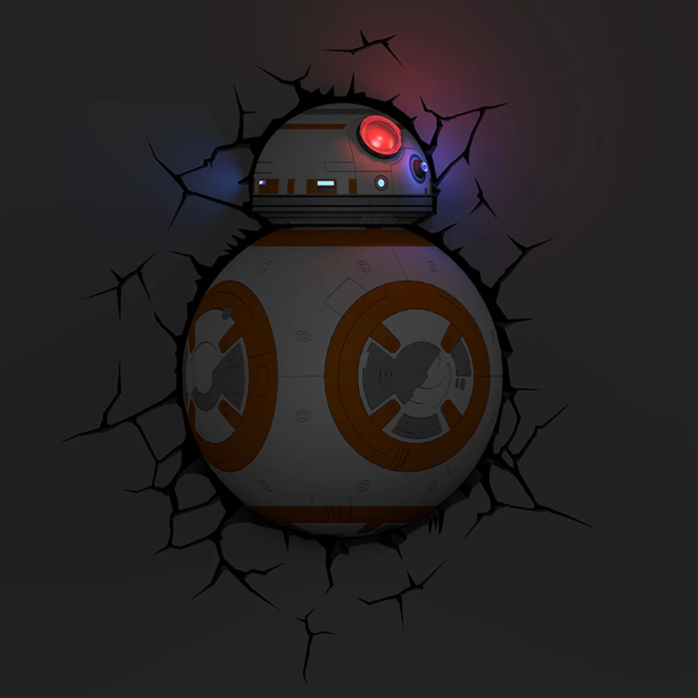 Star Wars 3D Wall Lamp Decor Light, Death Star, Master Yoda, BB-8, R2D2, Darth Vader's Lightsaber, Cordless Battery Operated Novelty Light image 6