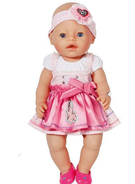 Doll-Accessories-pink-dress-Doll-Clothes-Wear-fit-43cm-Baby-Born-zapf-Children-best-Birthday-Gift