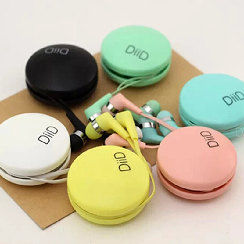  Hot sale Jack 3.5mm DIID with Coiling box earphone beauty candy color earphone in-ear ID19 for Mobile phone iphone samsung 