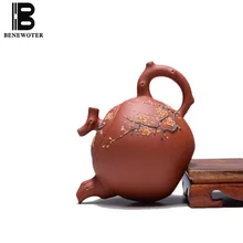 300cc Исин фиолетовый глина Чай горшок сливы узор сырой руды Цин шуй грязи Zisha горшок творческий Утварь Чёрный Чай Чайники подарки