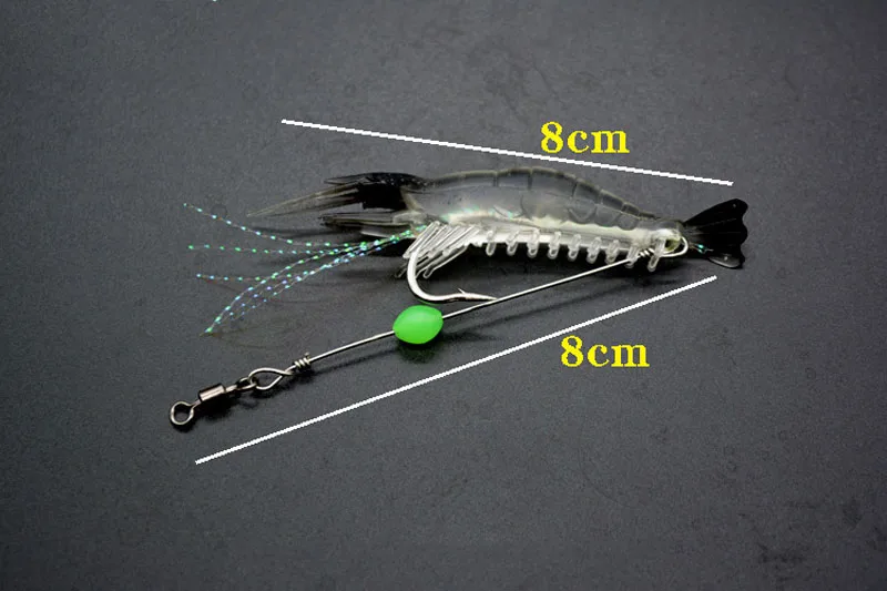 7 шт./лот Силиконовые Рыболовные приманки Светящиеся креветки мягкие приманки 8 см 5 г 7 цветов Искусственные приманки для рыбалки на карпа снасти FU402