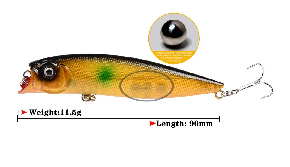 Новое поступление Поппер рыболовные приманки 1 шт. хорошее качество рыболовный воблер, твердая приманка 6 цветов на выбор рыболовные снасти 6# крючки