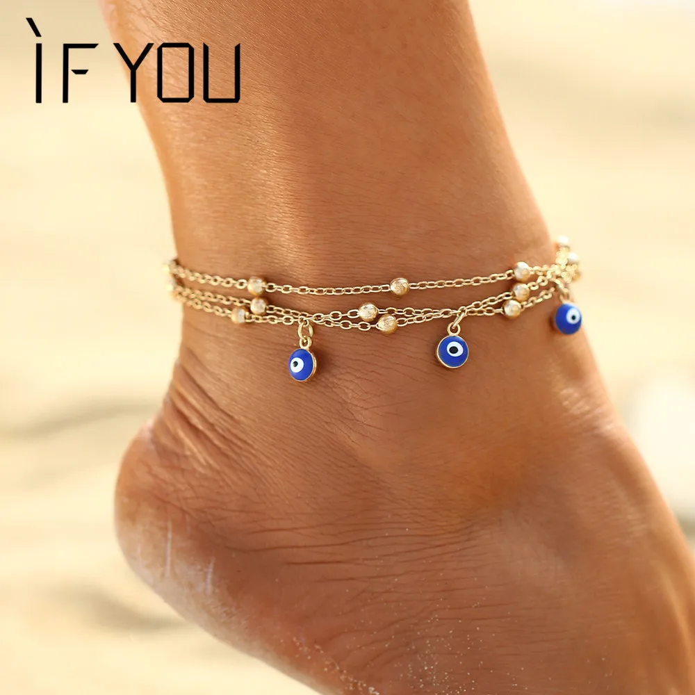 IF YOU/богемные сандалии Pulseras Tobilleras Женские пляжные браслеты на лодыжке с бусинами