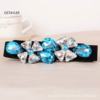 

Fashion Elastic Band Belts For WOmen Luxury SHining Rhinestone Dress Belts Corsets Female Cummerbund Girdle Waistband