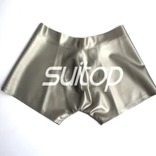 Мужские латексные резиновые шорты серебристого цвета