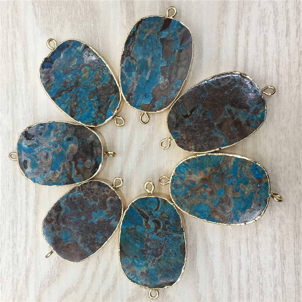 

HOT!Natural Stone Marine Agates Onyx Pendants Charms,Stone Carnelian Connector 38x27mm,Color Sent At Random 5PCS Free Shipping