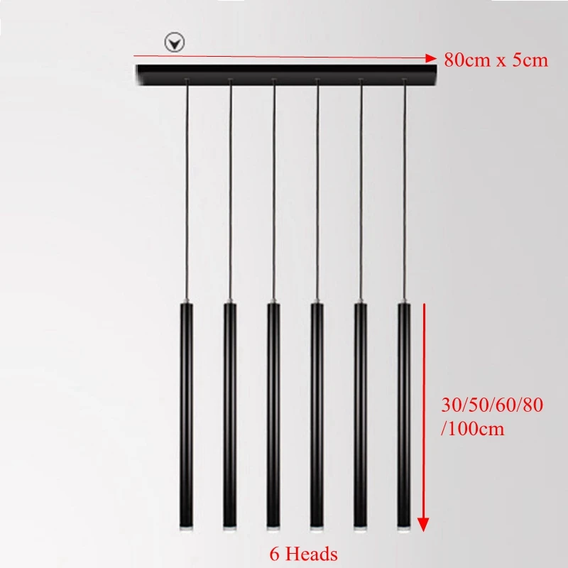 Подвесные светильники lukloy современная кухонная лампа столовая гостиная магазин светильник обеденный стол труба подвесной светильник s барная стойка точечный светильник - Цвет корпуса: 6 heads