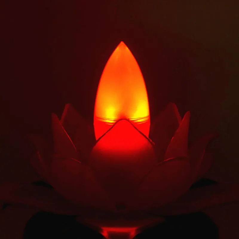 Буддизм e12 e14 Светодиодный светильник в форме свечи светодиодный Лотос свет Будды лампа Бог Amitabha Bless Payer лампа