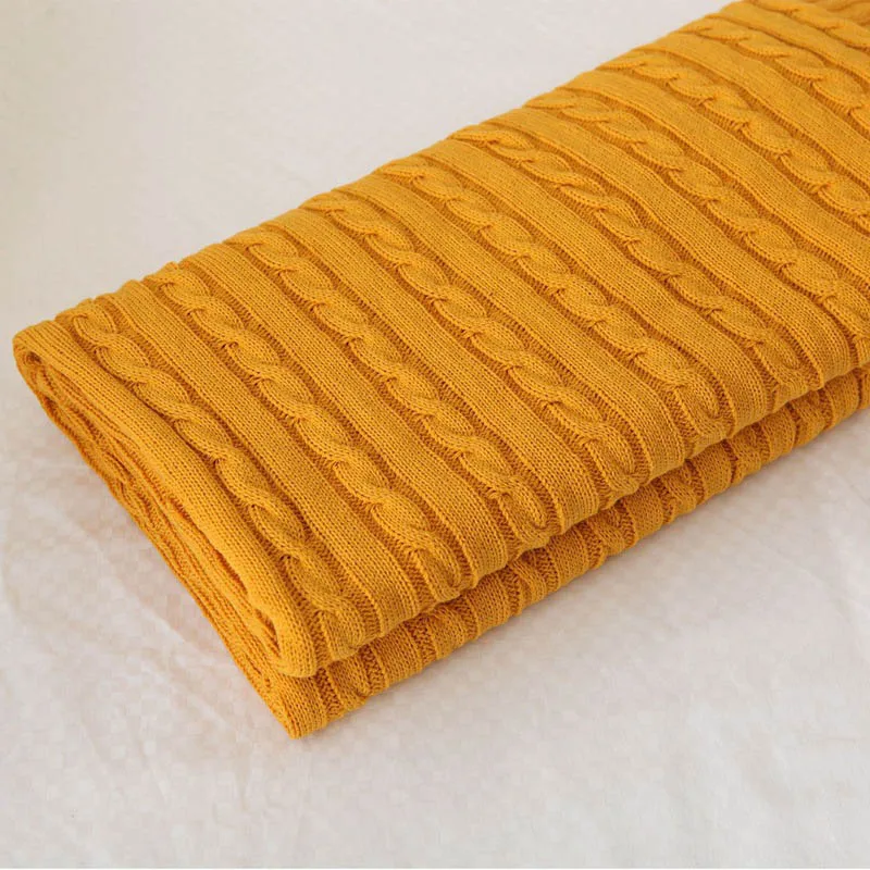 Хлопковое одеяло, теплое трикотажное покрывало с нитью для взрослых, плед для дивана, путешествия, самолет, Blnakets, покрывало 110x180 см - Цвет: yellow