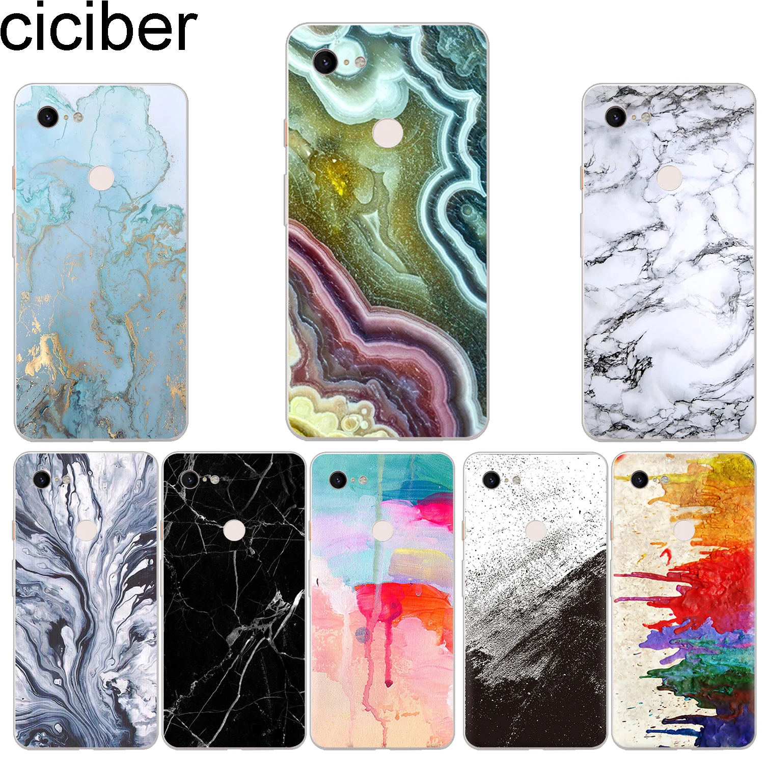 Ciciber جديد أزياء الهاتف حالات لجوجل بكسل 3 2 XL حالة لينة TPU الغطاء الخلفي ل بكسل 3XL 2XL الرخام فوندا كابا كوكه