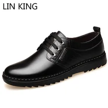 LIN KING Breatable Spring Autumn Men Casual Shoes Fashion Brand Lace Up Leather Shoes for Male Comfortable Light Man Flat Shoes LIN KING Breatable Spring Autumn Men Casual Shoes Fashion Brand Lace Up Leather Shoes for Male Comfortable Light Man Flat Shoes