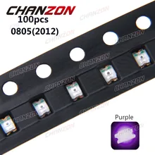 100 шт. SMD 0805(2012) Фиолетовый УФ поверхностный монтаж светодиодный 20 мА DC 3 в Ультрафиолетовый 395nm-400nm светодиодный светильник
