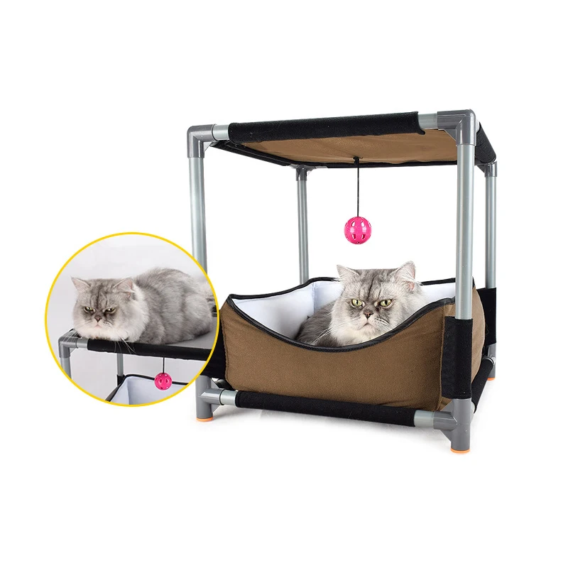 

Jormel Pet Cat Jumping Toy Tree Platform Climbing Frame for Cats Double Climbing Frame Removable Cat Bed