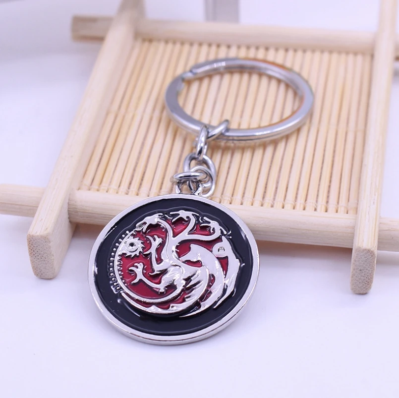 

Game of Thrones Keychain House Targaryen Badge Three-headed Dragon Keychain The Song Of Ice and Fire Dragon Pendant Key Chain