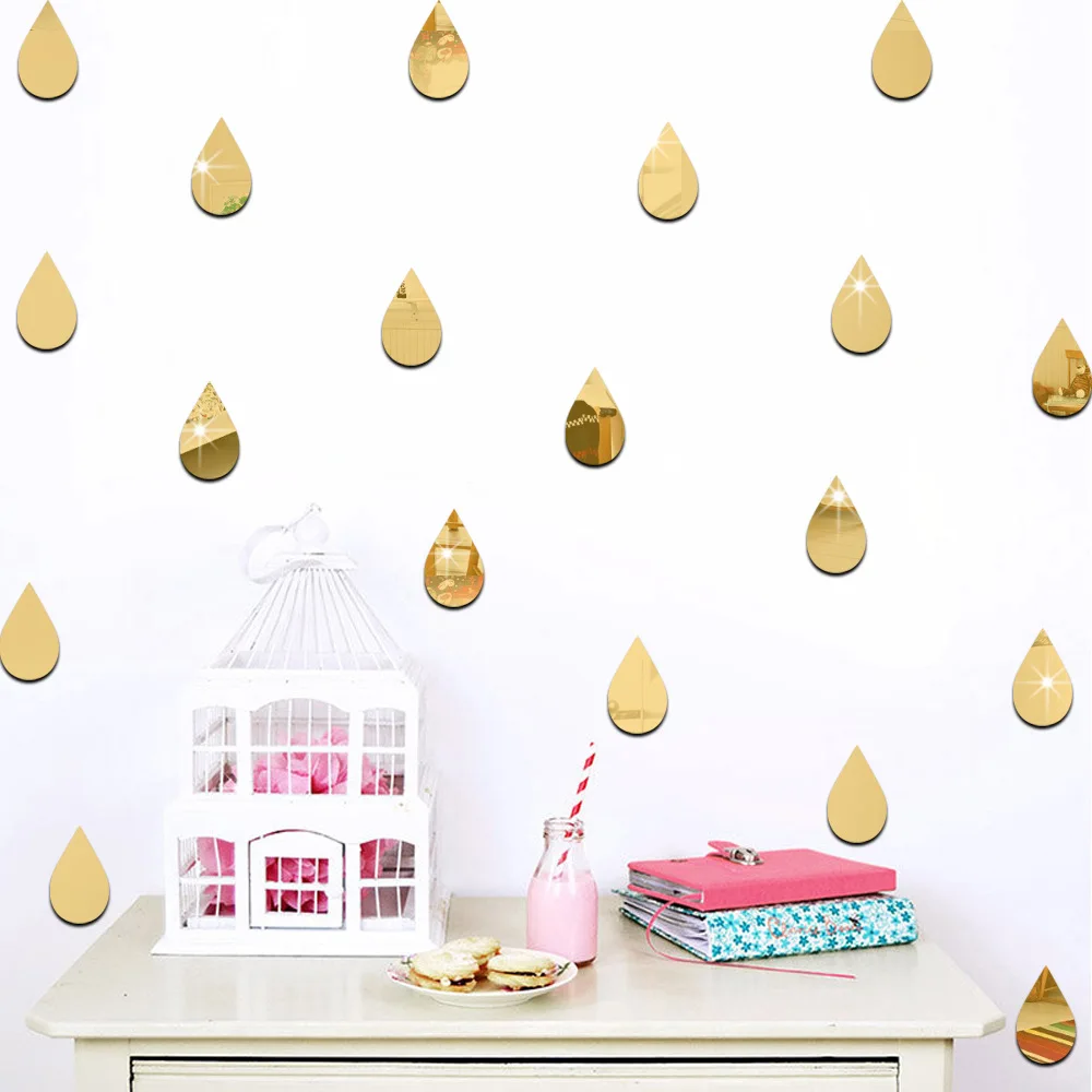 22 قطع من مجموعة ملصق قطرة شكل مرآة الجدار ملصق ل أطفال الحضانة غرفة ديكور المنزل الجدار شارات للأطفال الطفل البيت جدارية