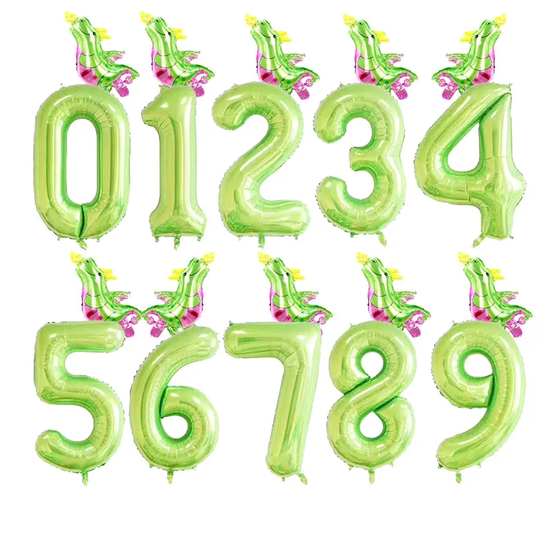 

40inch light green number balloons 16inch green Charizard dinosaur globos Jurassic park World birthday party decorations kids