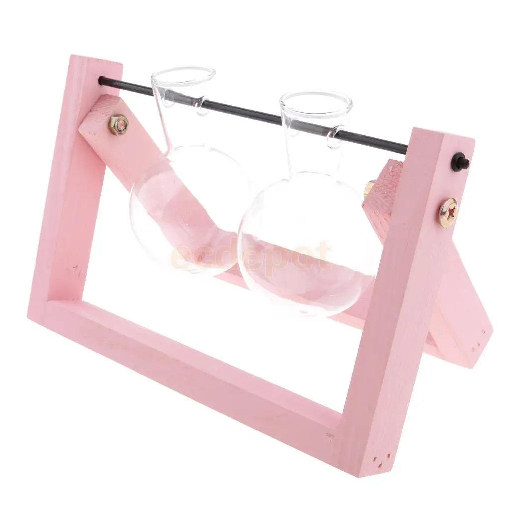 Rustic Wedding Decor Hanging Glass Flower Vase Hydroponic Bottle Container With Wood Tray