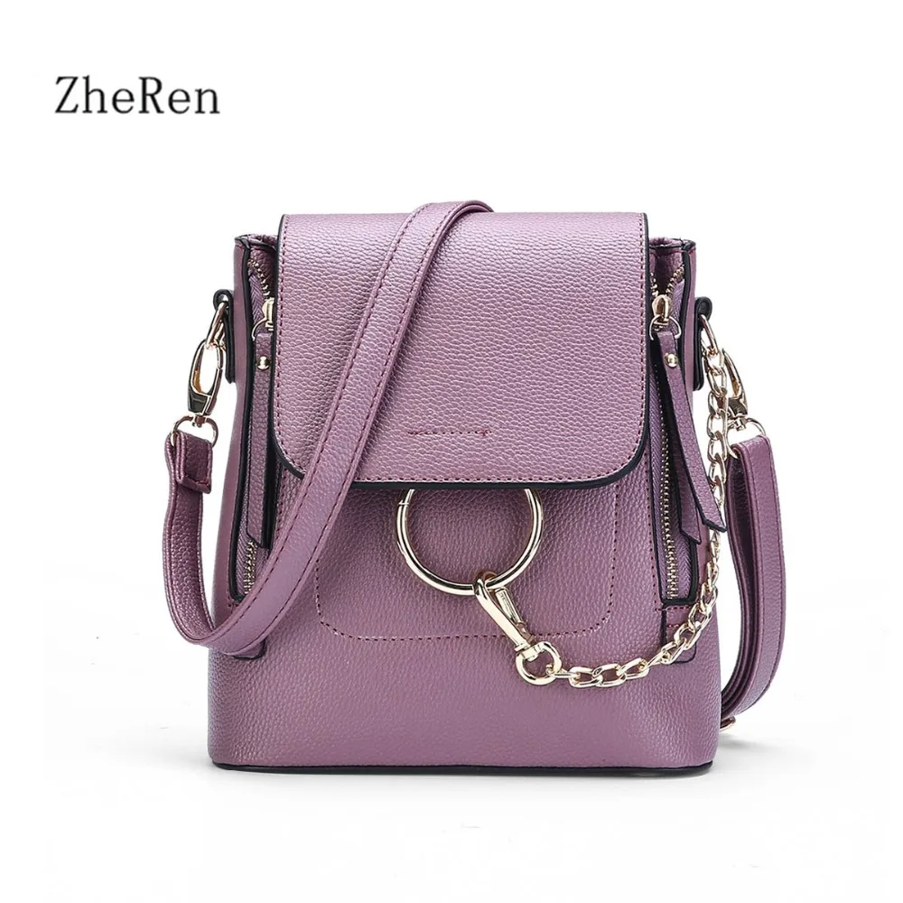 

Women's PU Leather Backpacks Spring and summer bag 2017 female bag clamshell package star with a ring chain Backpack Bag