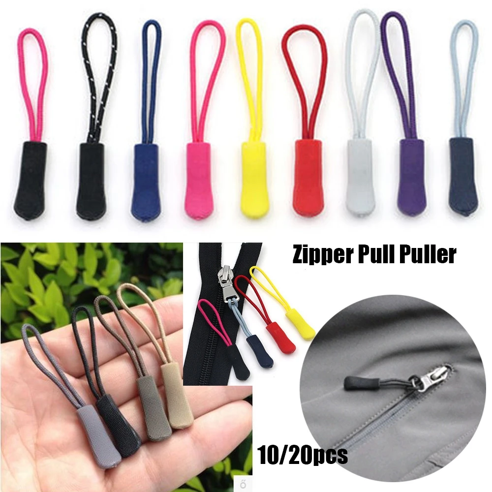 

10PCS Zipper Pull Puller End Fit Rope Tag Fixer Zip Cord Tab Replacement Clip Broken Buckle Travel Bag for Sewing Clothes