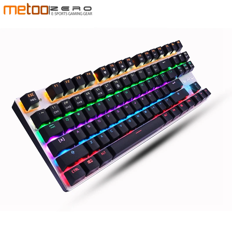 

Metoo Mechanical Keyboard 87/104 Anti-ghosting Luminous Blue Black Switch LED Backlit wired Gaming Keyboard Russian Spanish