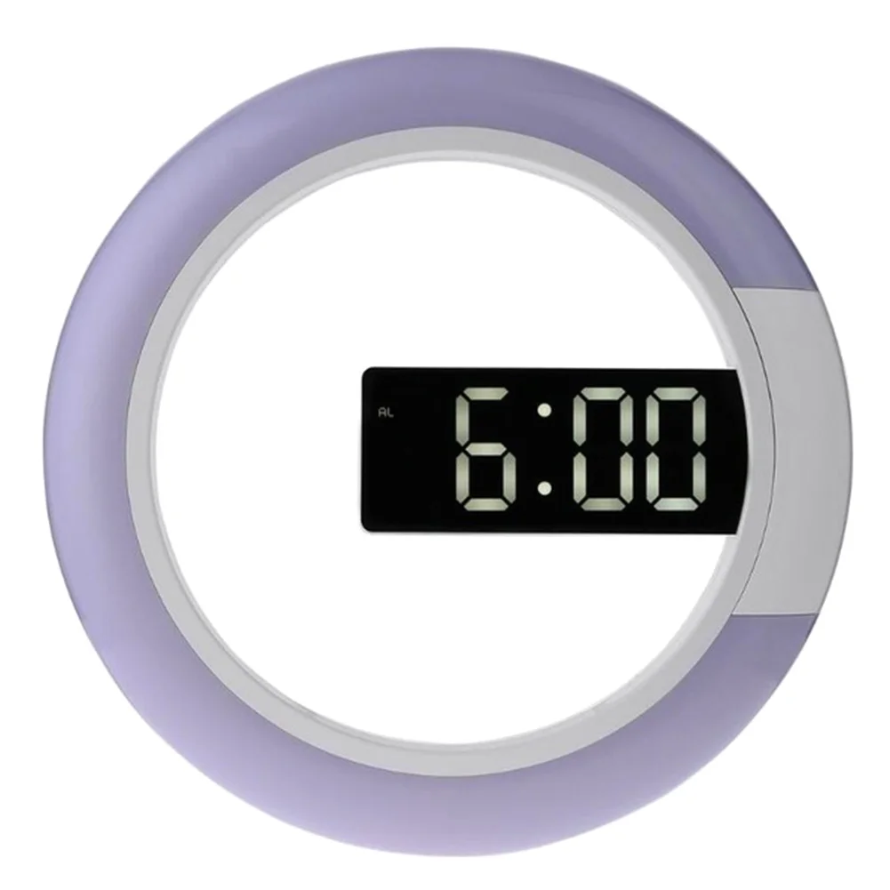 Alarm Hollow LED Display Mirror Mini Temperature Ring Shaped Simple Digital Time Memory Wall Clock | Дом и сад