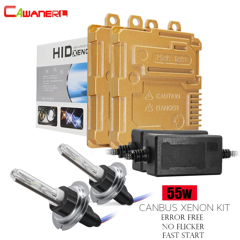 

Cawanerl 55W Canbus HID Xenon Light Kit No Error Ballast + AC Bulb Quick Start High Bright Car Headlight H1 H3 H7 H11 9005 9006