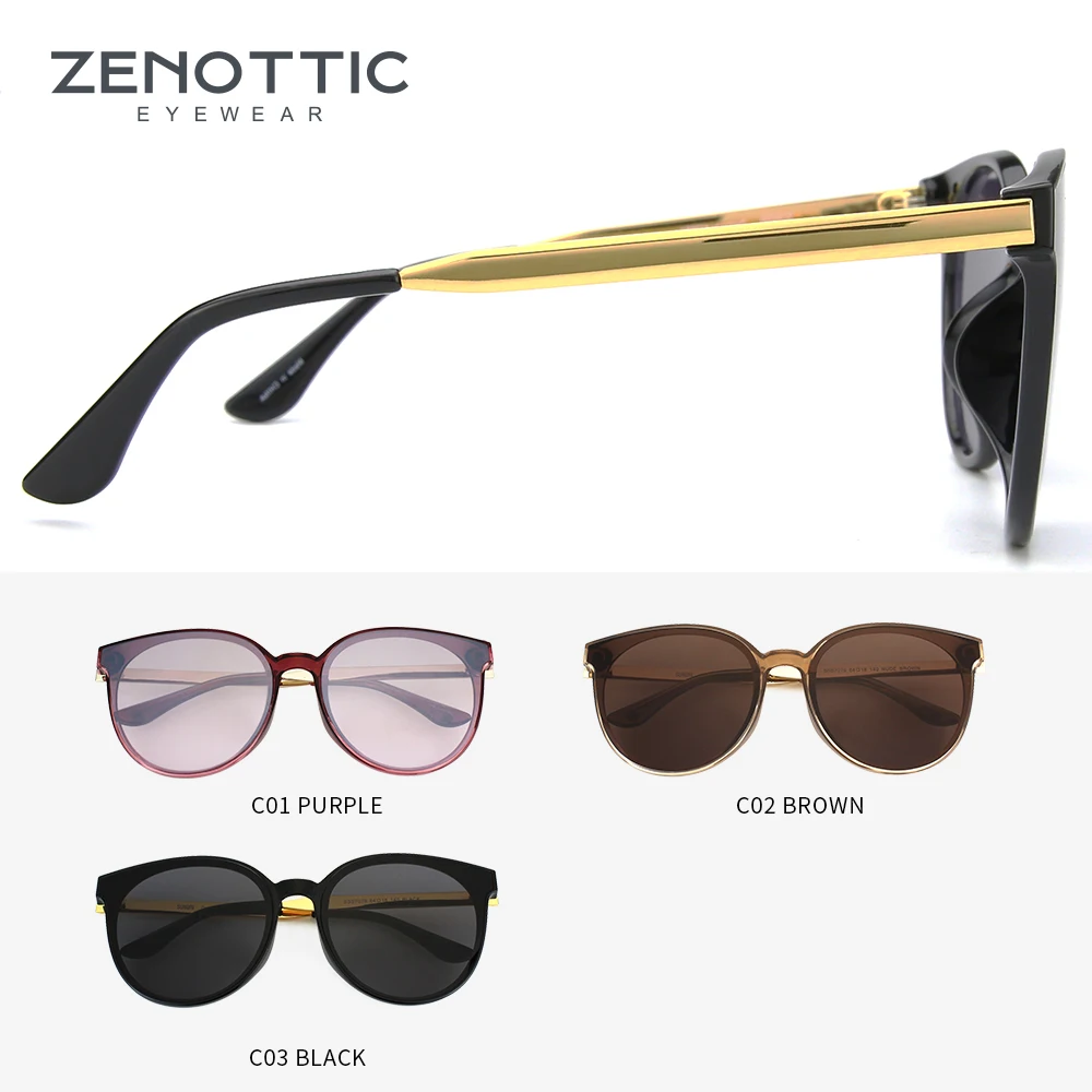 Женские солнцезащитные очки ZENOTTIC круглые винтажные зеркальные большого размера