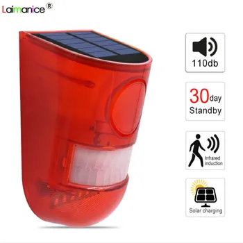 

Solar Alarm Lamp 110db Warning Sound 6led Waterproof Motion Sensor Caution Red Light For Warehouse Secret Place Wall Outdoor