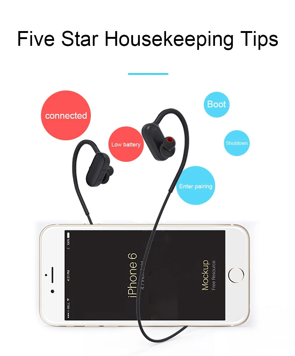 WhaY Wireless Stereo Headphones Bluetooth Stereo Bass In-ear Headset for iPhone X Samsung S6 Xiaomi Bluetooth Headphone with Mic (5)