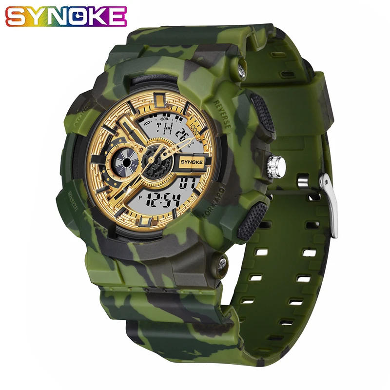SYNOKE мужские спортивные военные цифровые часы красочные светящиеся