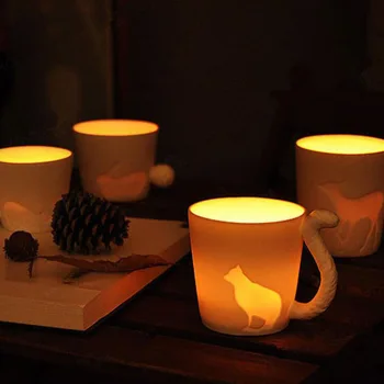 

New Animal Style Ceramic Mugs Creative Milk or Coffee Moring Mug Also Can be a Candleholder SH118