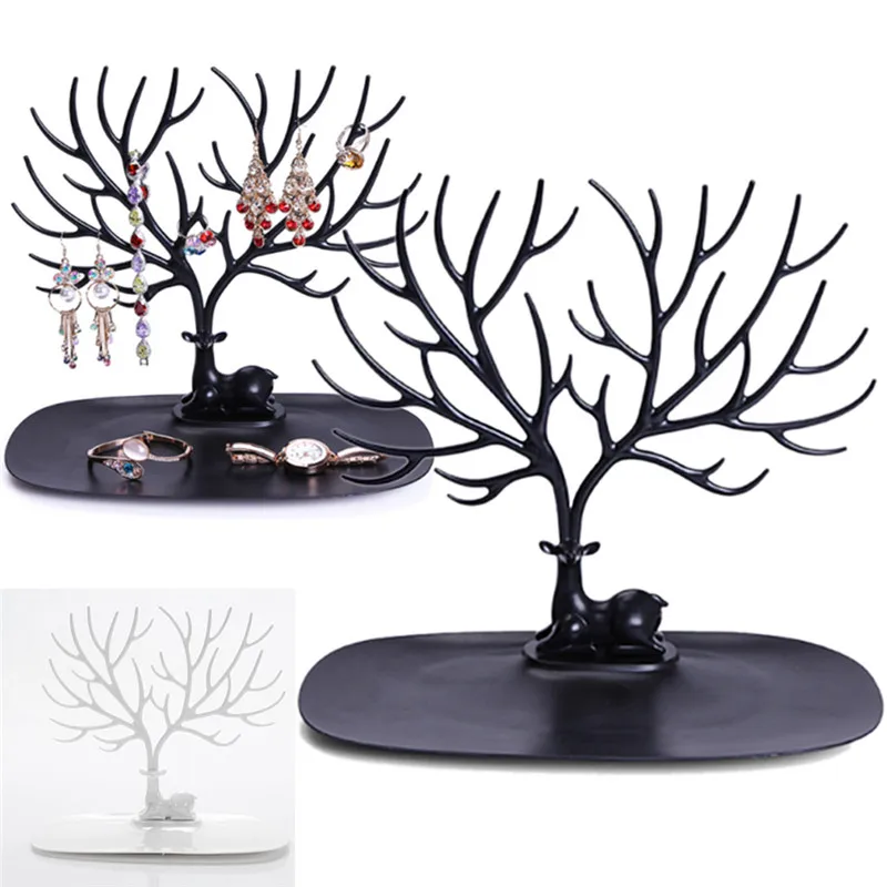 

Deer Tray Display Stand ABS Plastic Jewelry Holder Fashion Tree Shelf Stand Holder for Earrings Necklace Ring Organizer 2 Clour
